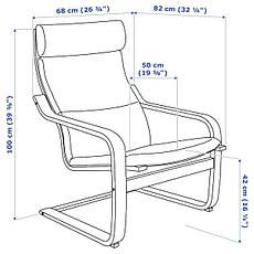 Кресло ПОЭНГ, коричневый/Гуннаред светло-зеленый ИКЕА, IKEA, фото 3