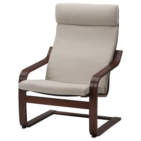 Кресло ПОЭНГ,  коричневый/Хили бежевый ИКЕА, IKEA, фото 2