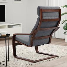 Кресло ПОЭНГ,  коричневый/Хили темно-серый ИКЕА, IKEA, фото 3