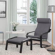 Кресло ПОЭНГ, черно-коричневый/Шифтебу темно-серый ИКЕА, IKEA, фото 2