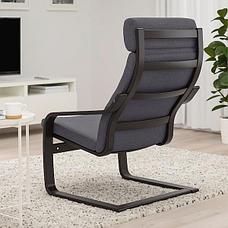 Кресло ПОЭНГ, черно-коричневый/Шифтебу темно-серый ИКЕА, IKEA, фото 3