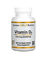 Витамин D3, 125 мкг (5000 МЕ), 360 капсул из рыбьего желатина