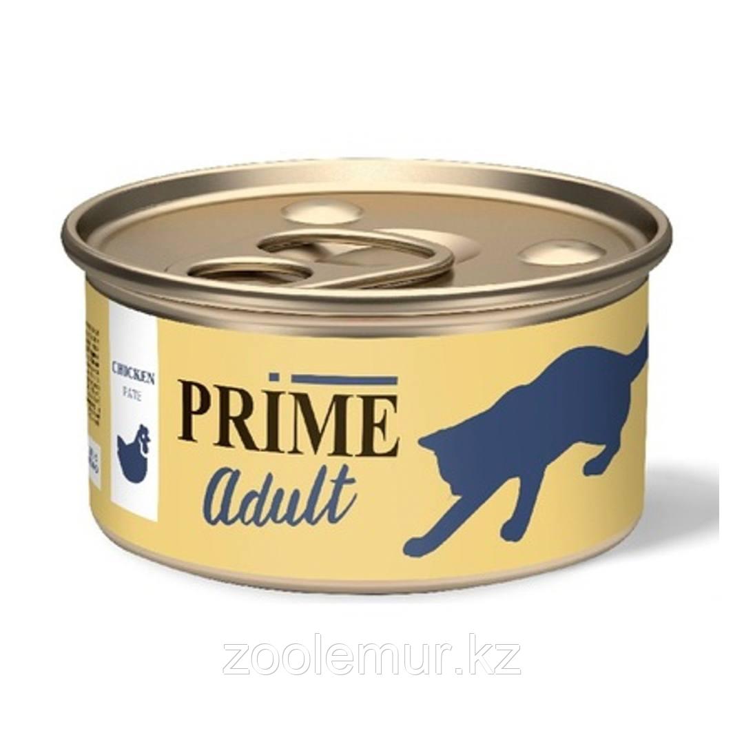 Консервы PRIME ADULT CAT для взрослых кошек паштет с курицей 75 гр