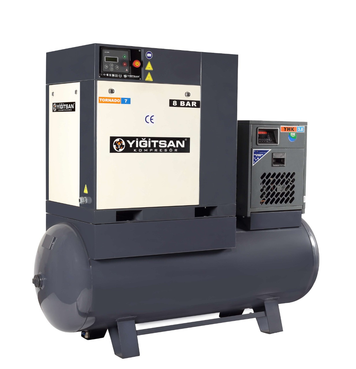 Винтовой компрессор 1,8 м³/мин.-8 бар/500 л., Yi̇ği̇tsan-Tornado15, Турция