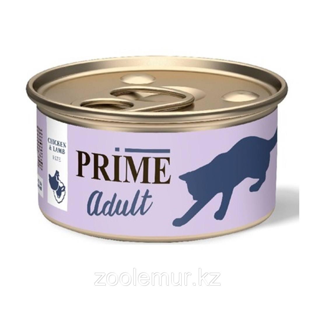 Консервы PRIME ADULT CAT для взрослых кошек паштет с курицей и ягнёнком 75 гр