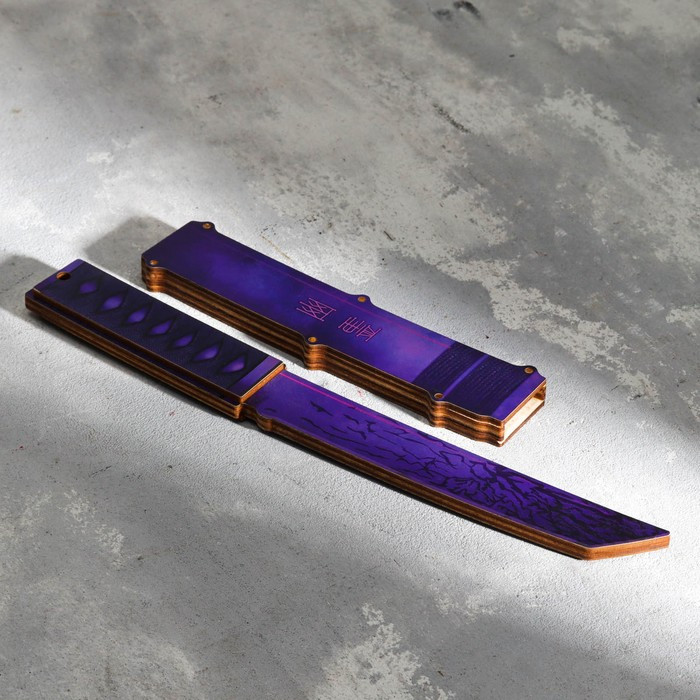 Деревянный нож Танто Беспокойный, фиолетовый 30 см. - фото 1 - id-p101718787