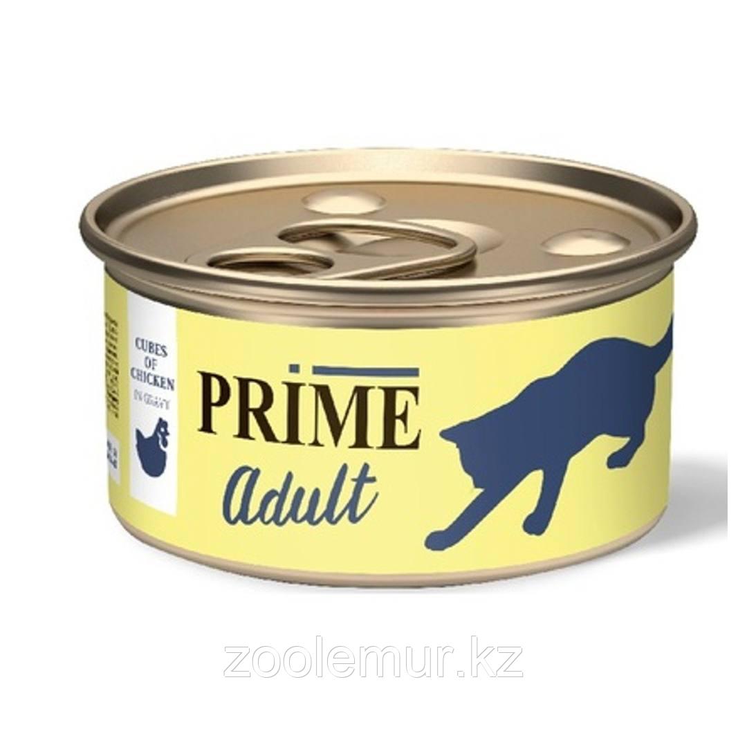 Консервы PRIME ADULT для взрослых кошек с курицей в соусе (75 гр)