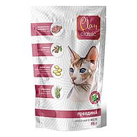 Clan CLASSIC пауч кусочки в соусе для кошек Говядина, клюква, спирулина 85гр