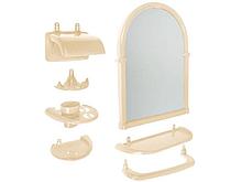 Набор для ванной Олимпия зеркальный 7 предметов, пластик, слоновая кость