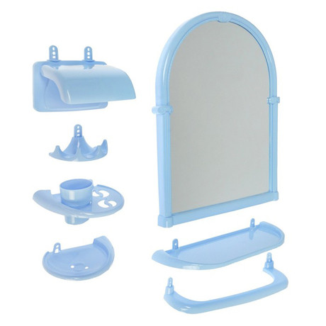 Набор для ванной Олимпия зеркальный 7 предметов, пластик голубой - фото 1 - id-p88780143