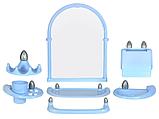 Набор для ванной Олимпия зеркальный 7 предметов, пластик голубой, фото 2