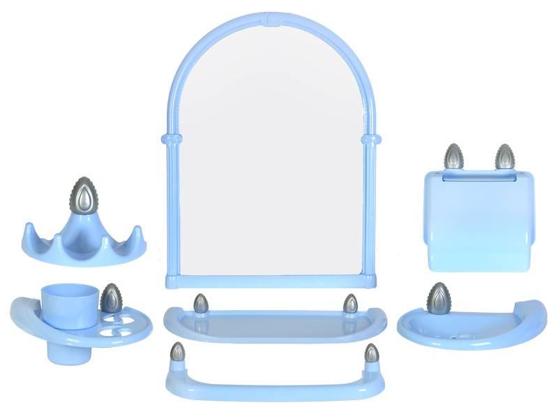 Набор для ванной Олимпия зеркальный 7 предметов, пластик голубой - фото 2 - id-p88780143