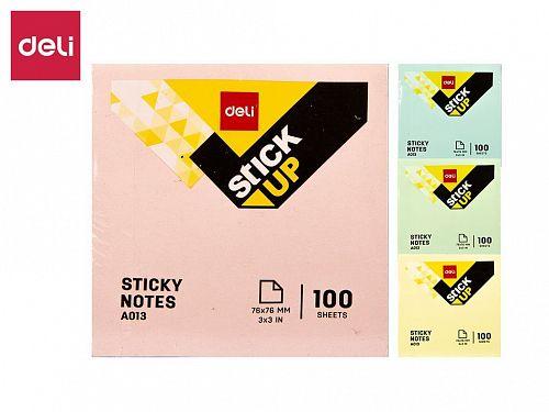 Клейкие листки DELI "Stick Up", 76 х76 мм, ассорти пастельные, 100 листов