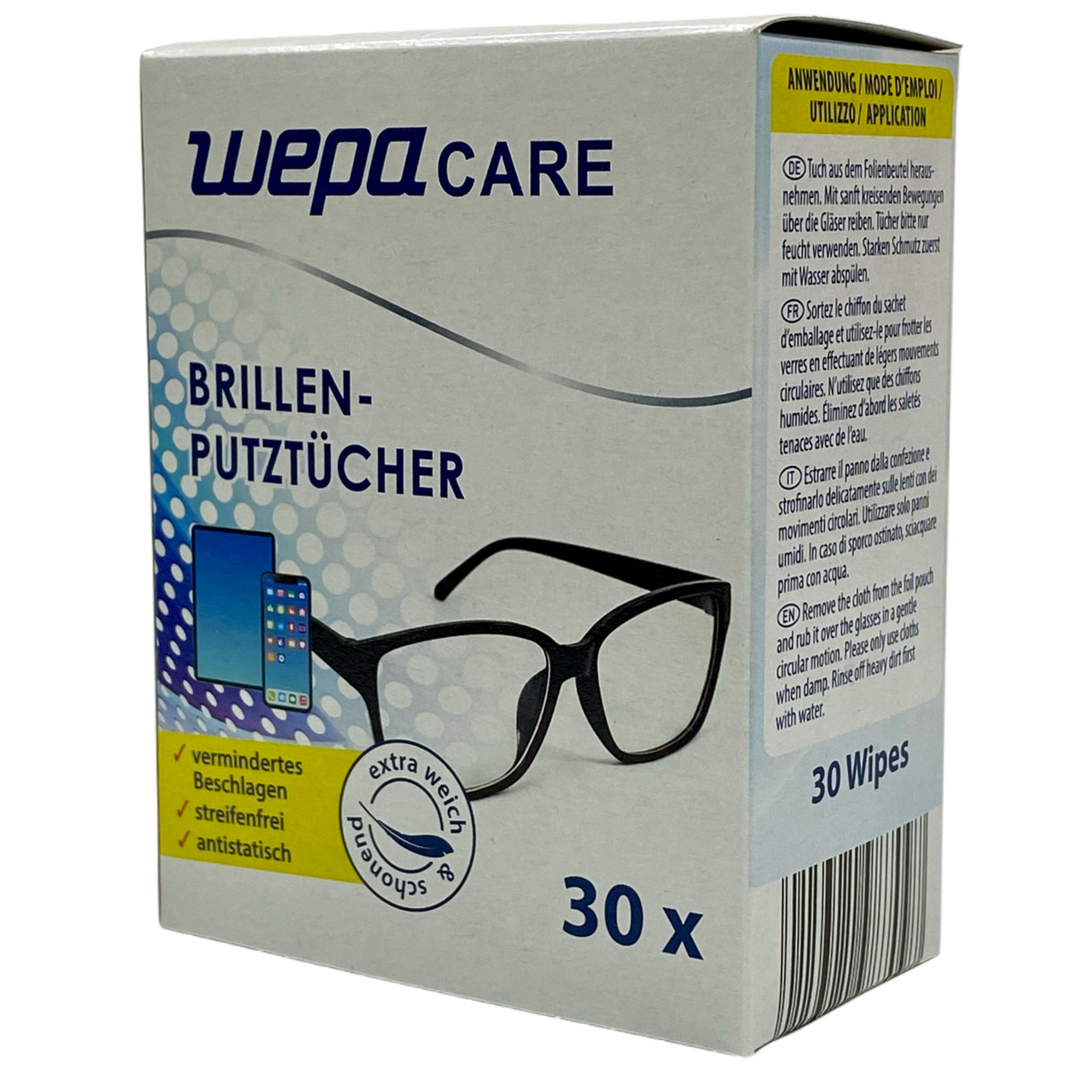 Салфетки влажные очищающие для линз очков WEPA Care, 30 шт: продажа .