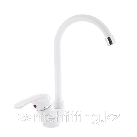 Смеситель кухня Afina-011 White (без подводки) пластм. PLAMIX