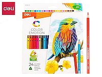 Карандаши цветные Deli Color Emotion, 24 цвета, картон