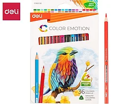 Карандаши цветные Deli Color Emotion, 36 цветов, картон