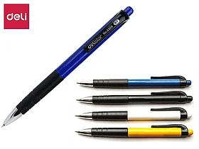 Ручка шариковая DELI автоматическая, 0,7 мм, синяя