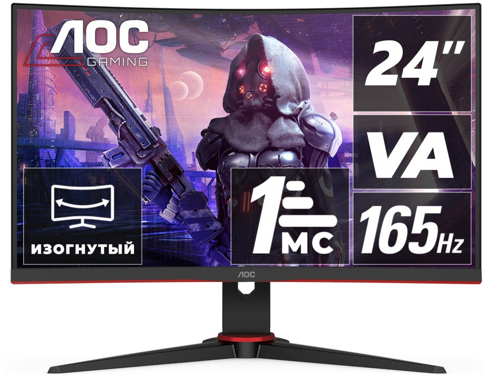 Монитор 23 6" AOC C24G2AE/BK VA Black/Red