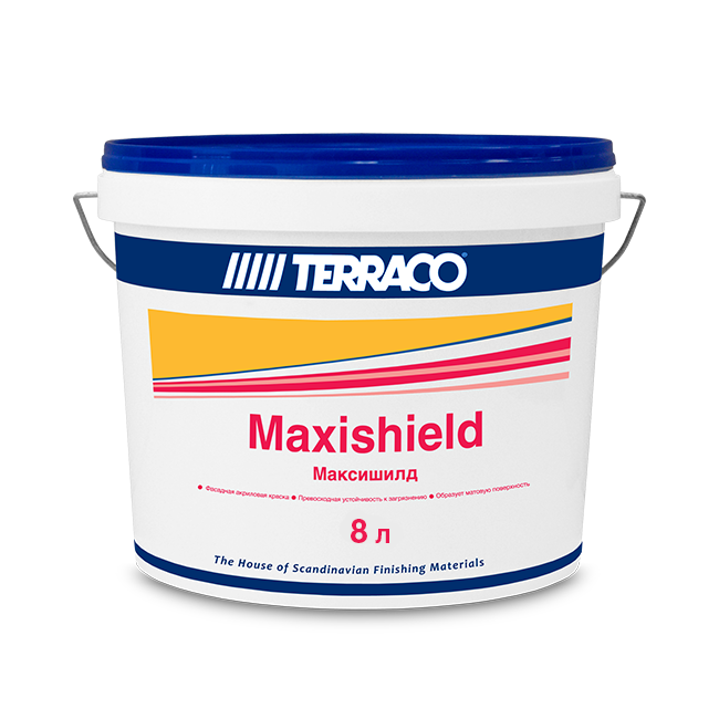 Краска для фасада Maxishield Terraco(Террако) в ведре 0,5 л / 3,5 л / 8 л / 15 л