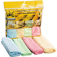 Салфетки из микрофибры Пчелка, 4 штуки в упаковке