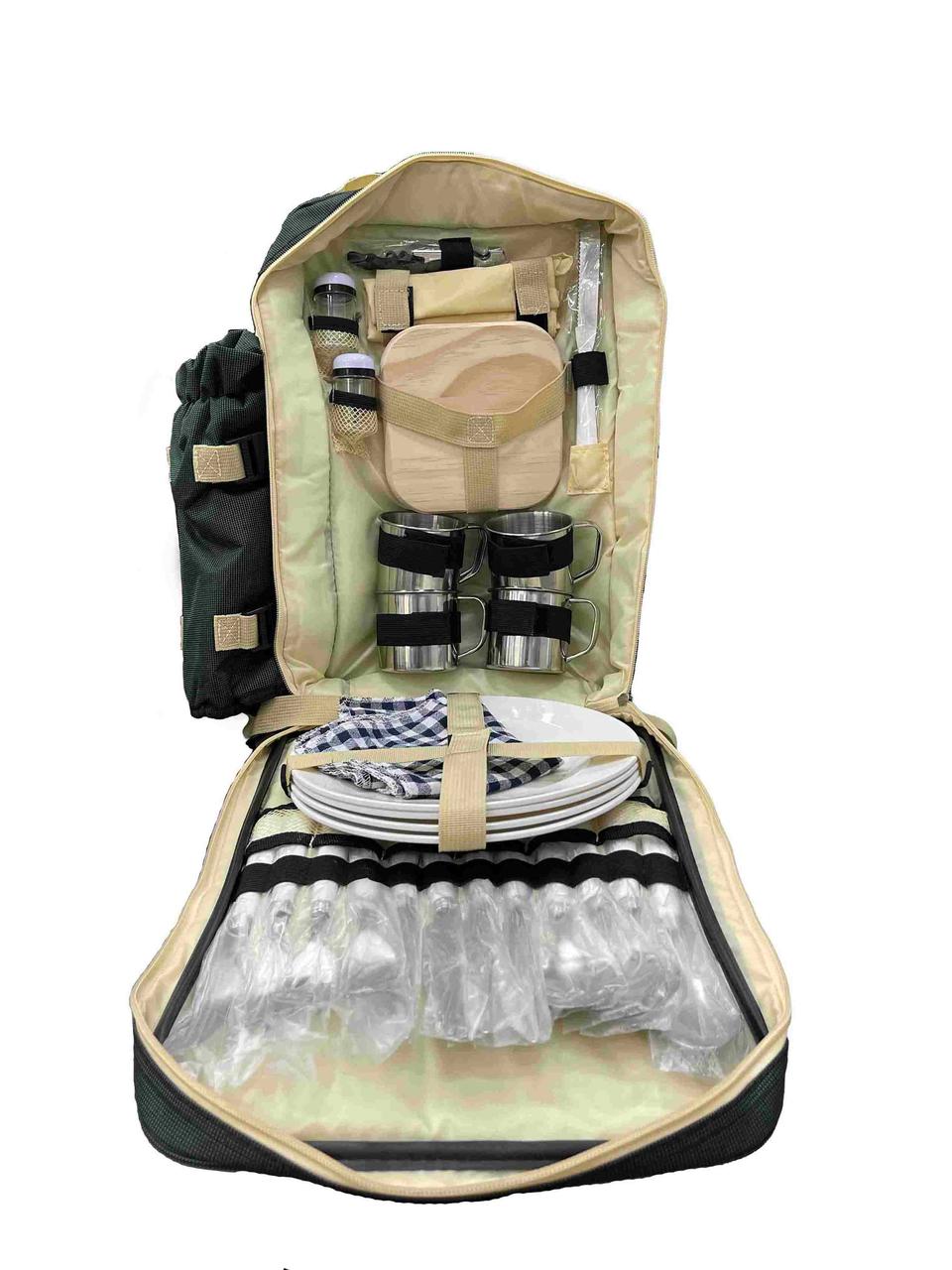 Пикниковый набор-рюкзак "CHANODUG" на 4 персоны, цвет зеленый - фото 1 - id-p95190684