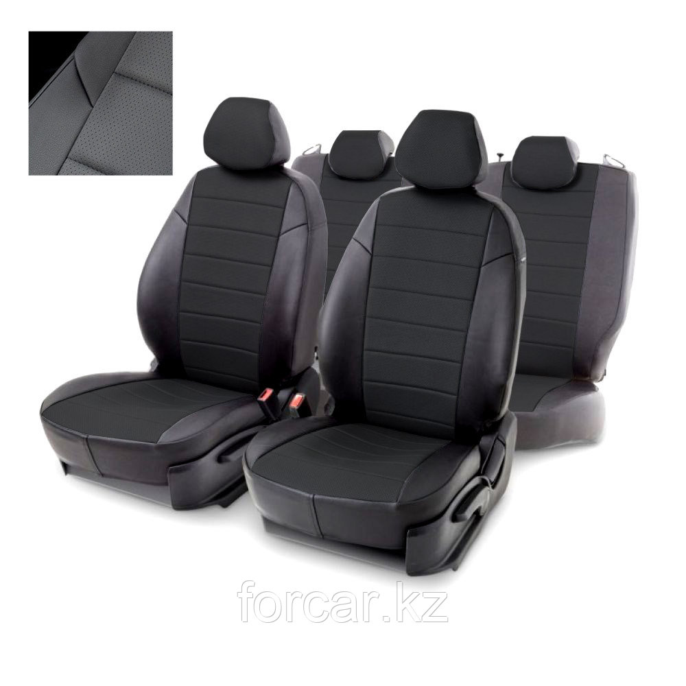 Чехлы для Hyundai Accent/Solaris 2010-2017 черная экокожа