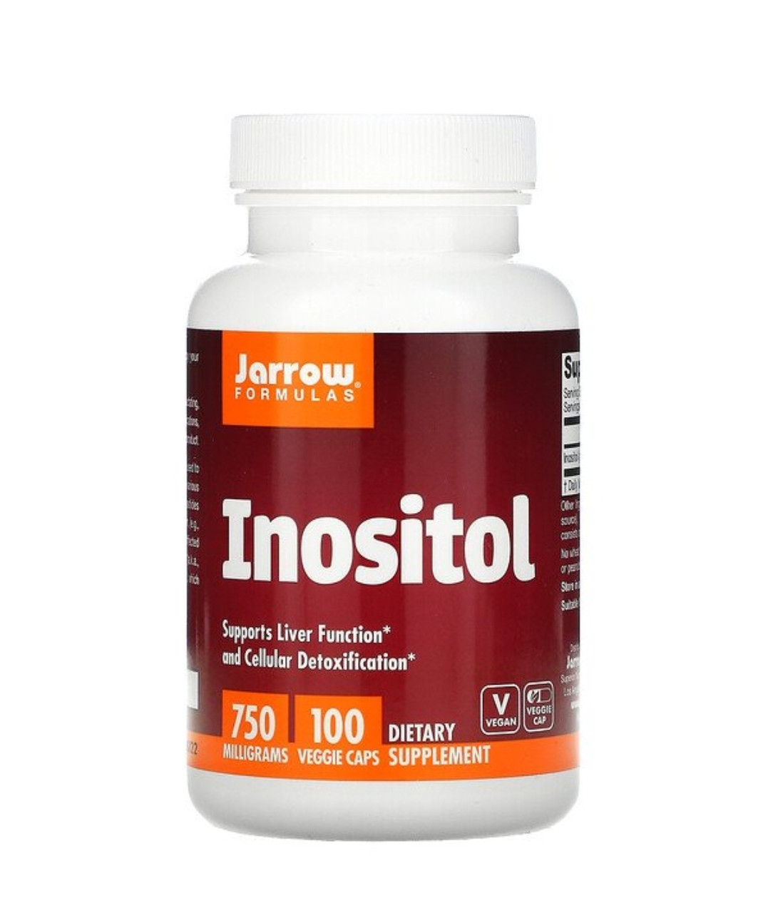 Jarrow formulas инозитол, 750 мг, 100 вегетарианских капсул - фото 1 - id-p101775414