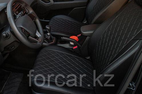 Чехлы для Toyota Camry v50 2012-2018 черная экокожа ромб, фото 3