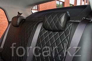 Чехлы для Kia Sportage 2015-2021 черная экокожа ромб, фото 5