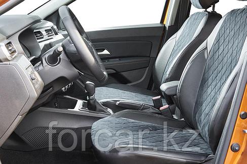 Чехлы для Toyota Camry V50 2012-2018 черная алькантара ромб, фото 2