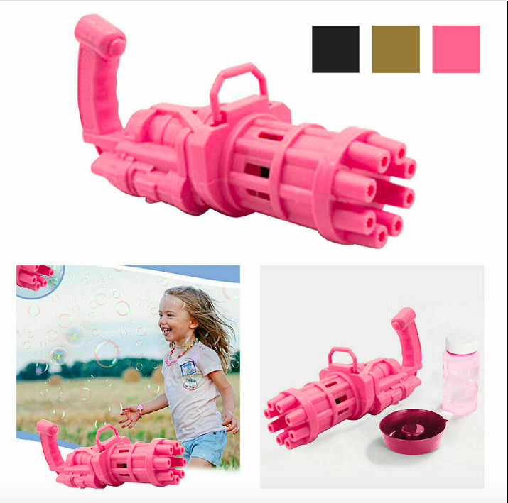 Мыльный пистолет средний- генератор мыльных пузырей, розовый 20 см.