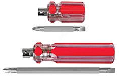 Отвертка с переставным жалом, пластиковая красная прозрачная ручка 6х85 мм PH2/SL6