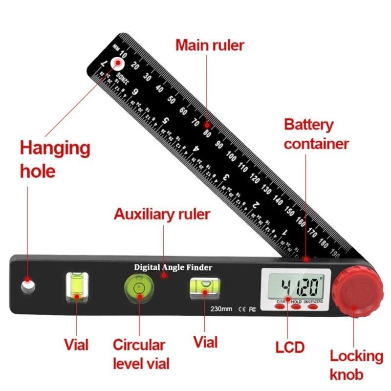 Линейка Угломер цифровой 4 в 1, 0-360 град., 230 мм - фото 2 - id-p101781395
