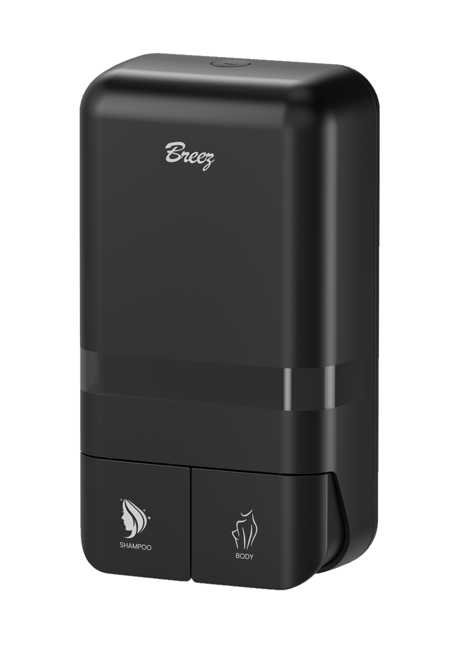 Breez Elegance S-8186 Дозатор двойной для шампуня и гель для душа (чёрный) 350 мл.*2