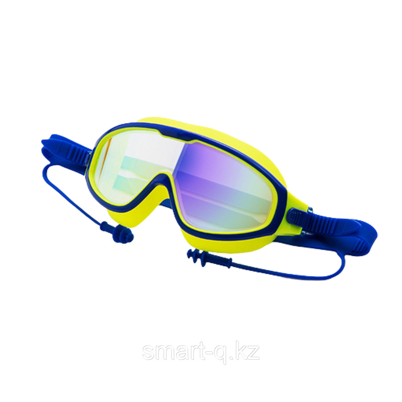 Очки большие для плавания с берушами, сине-желтые - фото 1 - id-p101799883