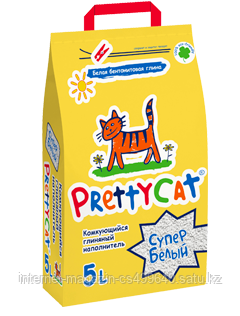 Наполнитель кошачьих туалетов PrettyCat Супер белый глиняный комкующийся 4,2 кг (5 литров)