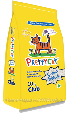 Наполнитель кошачьих туалетов PrettyCat Супер белый глиняный комкующийся с ароматом лаванды 10 кг