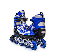 Детские роликовые коньки (ролики) с гелиевыми колесами, регулируемый размер 29-33 (синий)