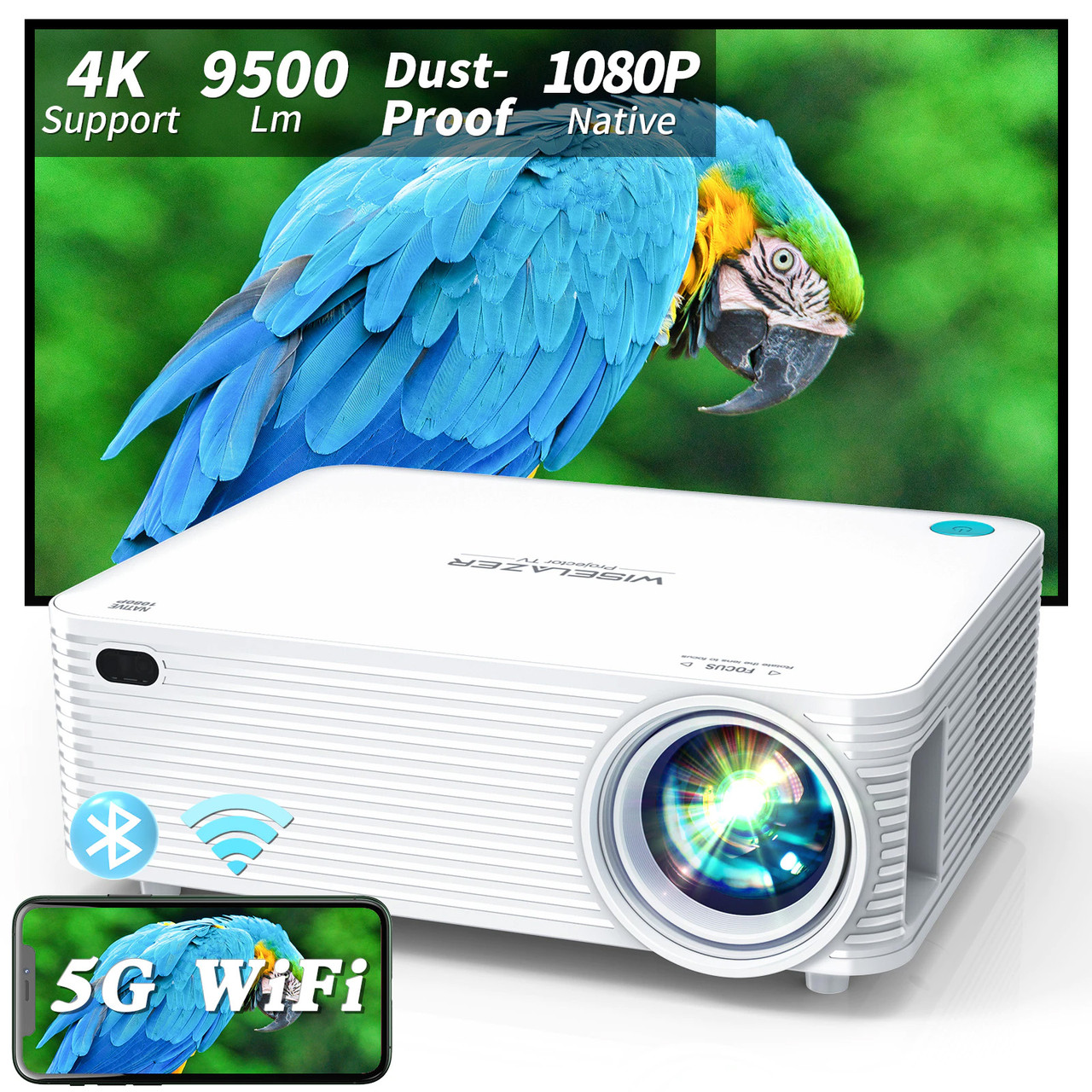 Проектор WISELAZER A30 портативный, Wi-Fi, 1080P Full HD, Bluetooth android - фото 4 - id-p101821746