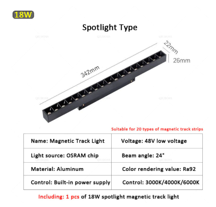 Трековый светильник spotlight 18 W, 4000K линейный