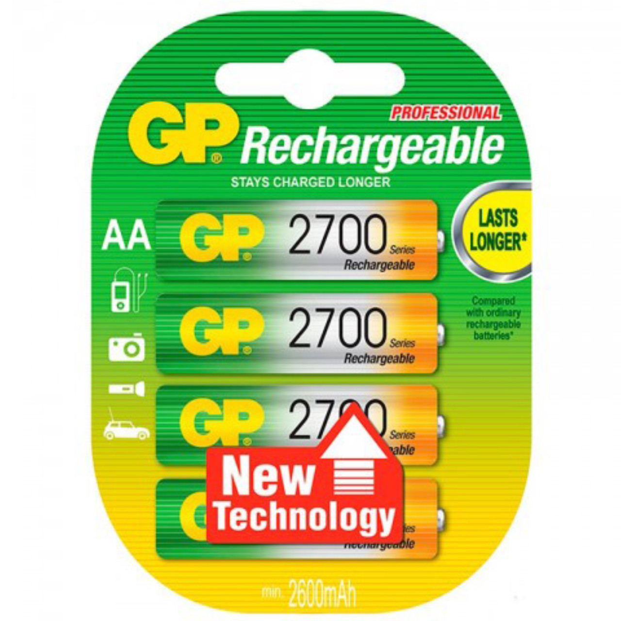 Аккумуляторы GP Rechargeable AA/HR6 Ni-MH 2700 mAh 1.2V, 4 шт.