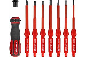 Отвертка диэлектрическая со сменными стрежнями в наборе, 9 предметов DV15109S