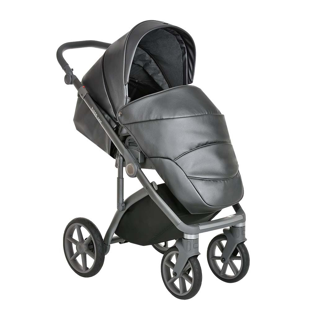 Коляска 2 в1 Roan Bass Next Кожа Graphite Pearl/Grey/руч. Серый