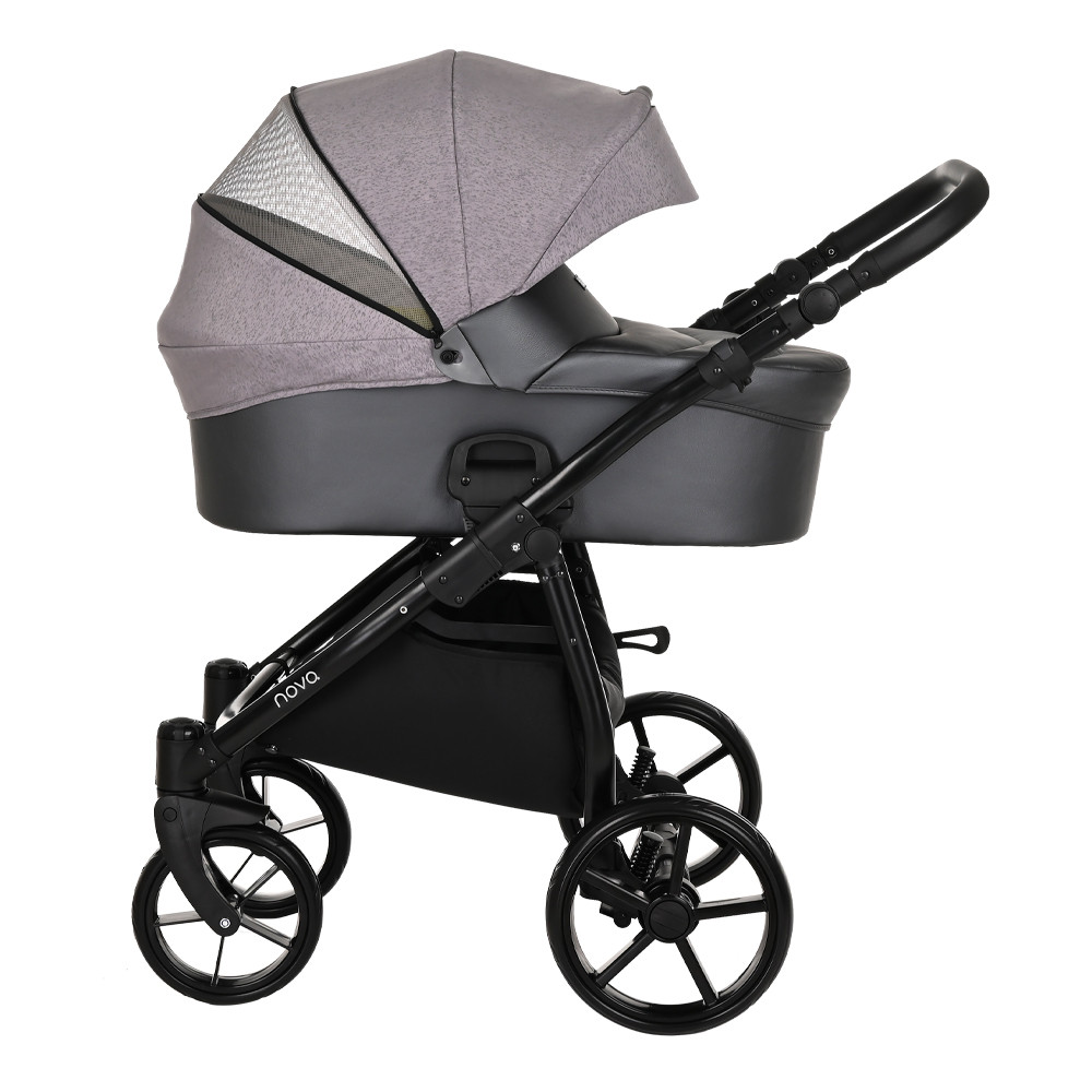 Коляска 2 в 1 Tutis Novo Reflective Кожа Antracite Metalic/Grey Reflective Print
