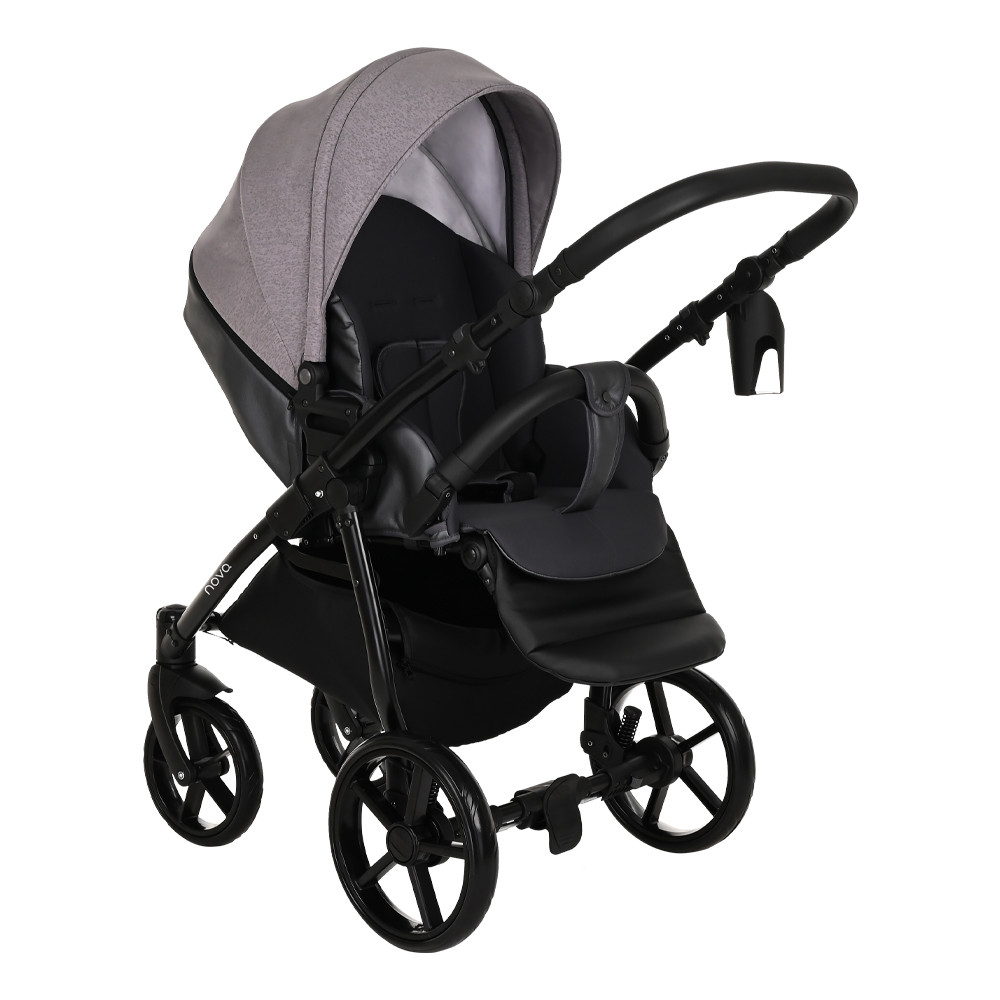 Коляска 2 в 1 Tutis Novo Reflective Кожа Antracite Metalic/Grey Reflective Print