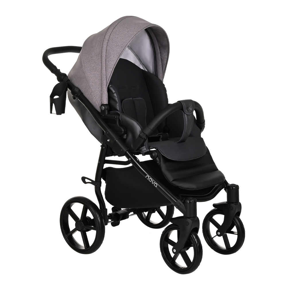 Коляска 2 в 1 Tutis Novo Reflective Кожа Antracite Metalic/Grey Reflective Print