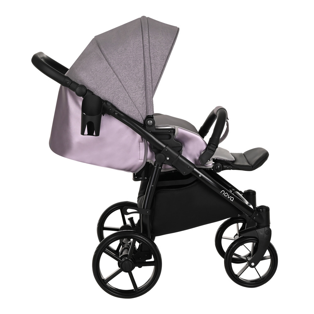 Коляска 2 в 1 Tutis Novo Reflective Кожа Lavender Metalic/Grey Reflective Print