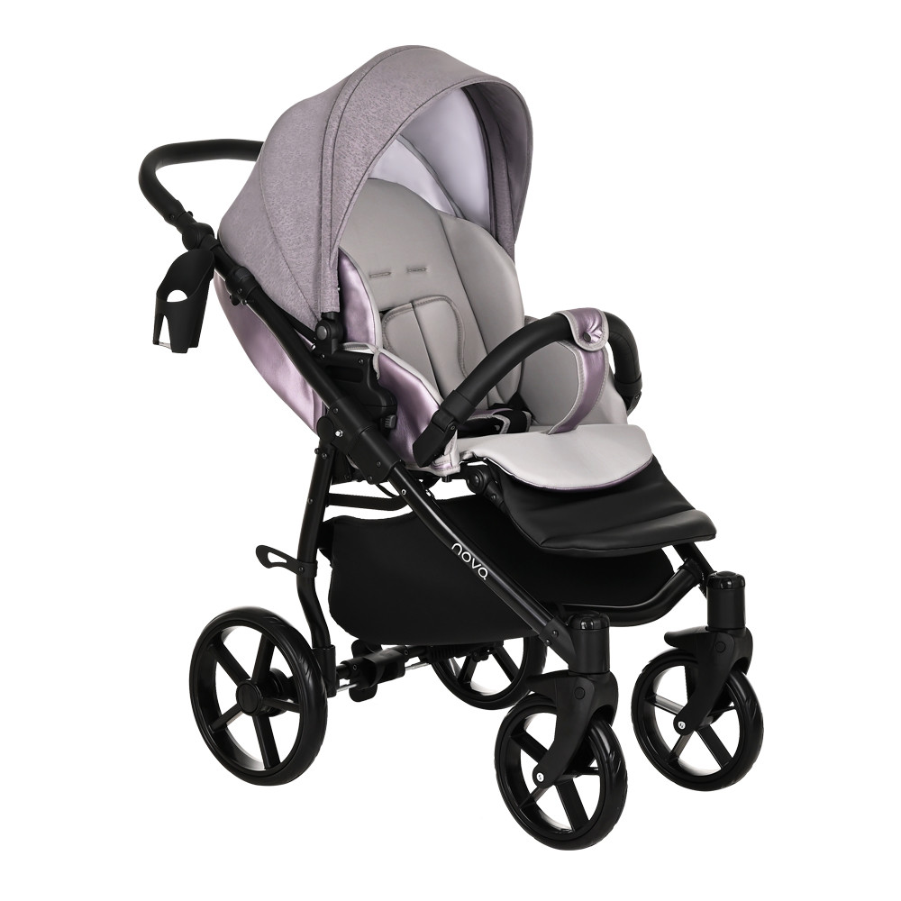 Коляска 2 в 1 Tutis Novo Reflective Кожа Lavender Metalic/Grey Reflective Print