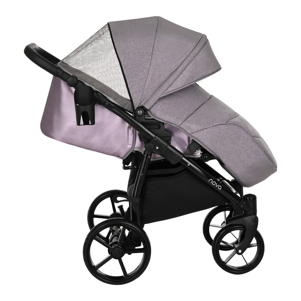 Коляска 2 в 1 Tutis Novo Reflective Кожа Lavender Metalic/Grey Reflective Print